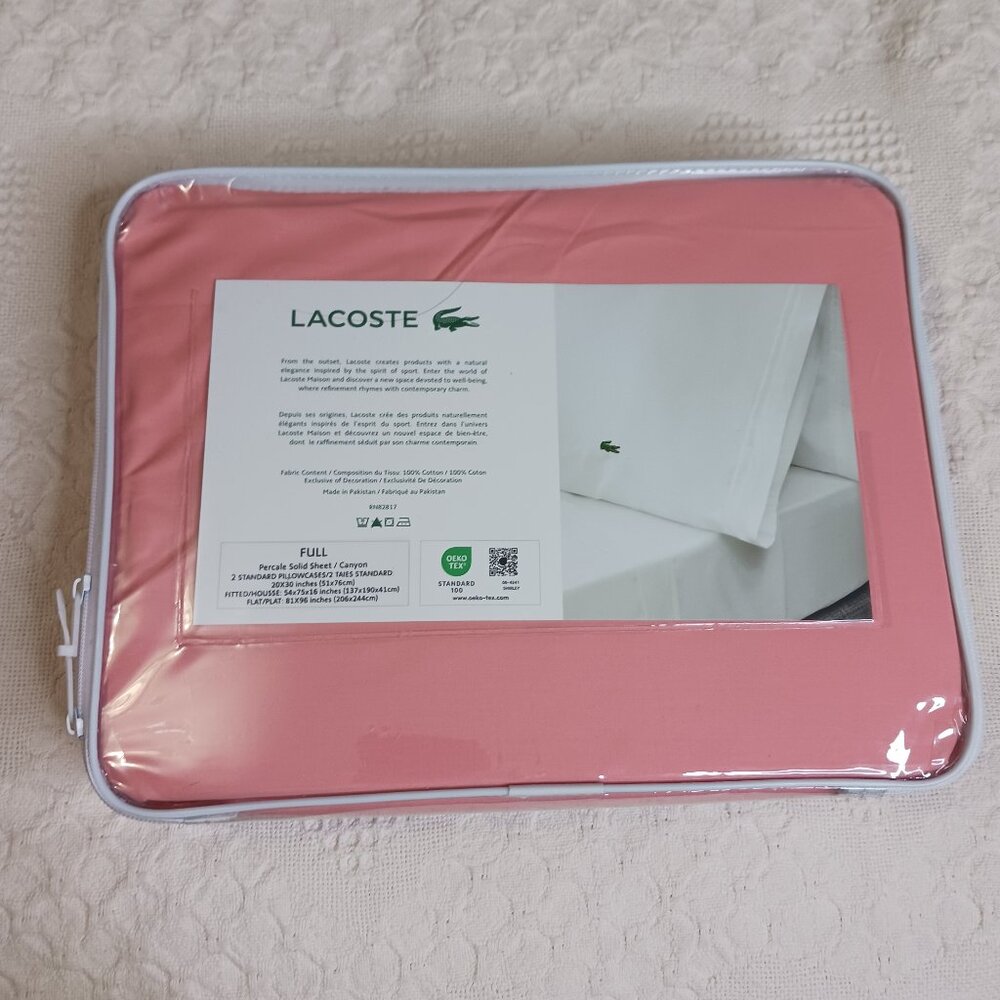 Lacoste Sheet Set Canyon Orange 4pcs 100% Cotton size Full